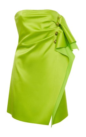 Strapless Ruffle-Detailed Satin Dress by Versace | Moda Operandi