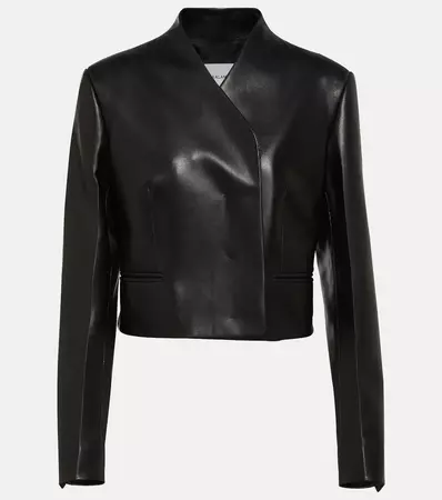 Cropped Leather Blazer in Black - Ferragamo | Mytheresa