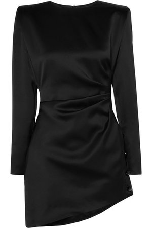 SAINT LAURENT | Asymmetric gathered silk-satin mini dress | NET-A-PORTER.COM