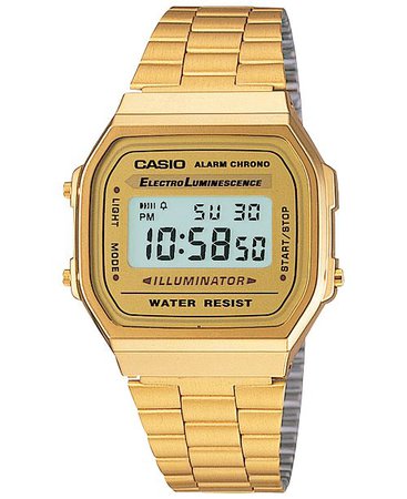 Casio Men's Digital Vintage Gold-Tone Stainless Steel Bracelet Watch 39x39mm A168WG-9MV & Reviews - Watches - Jewelry & Watches - Macy's