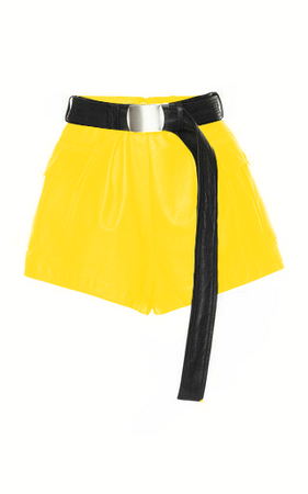 yellow latex shorts