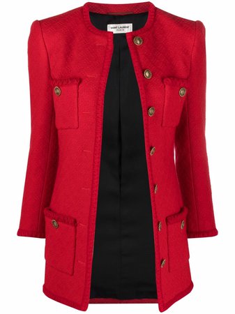 Saint Laurent button-fastening single-breasted coat - FARFETCH