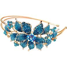 Amazon.com: New cream Crystal Rhinestone gold tone metal big Flower design Headband beautyxz (pink) : Clothing, Shoes & Jewelry