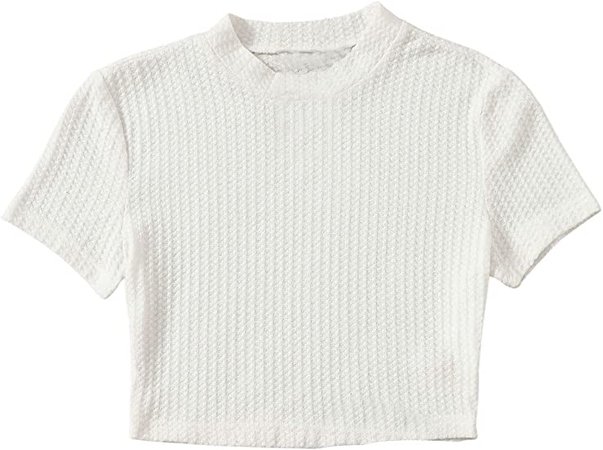 SweatyRocks Women's Mock Neck Short Sleeve Crop Top Waffle Knit Tee Shirt : Clothing, Shoes & Jewelry