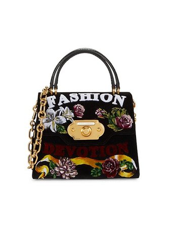 DOLCE&GABBANA Welcome Floral Graphic Velvet Shoulder Bag on SALE | Saks OFF 5TH