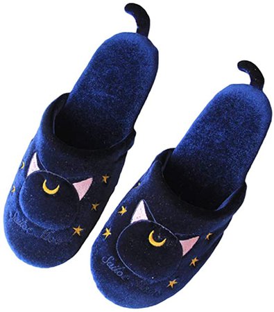 Amazon.com | GK-O Anime Sailor Moon Luna Artemis Bowknot Home Indoor Plush Soft Warm Slippers Cosplay Costume (White) | Slippers
