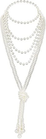 Amazon.com: Art Deco Jewelry 1920s Pearl Necklace Long Necklace for Women Gatsby Flapper Accessories Vintage Party (A-Knot Pearl Necklace2 + 59" Necklace1): Clothing