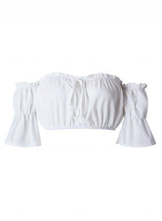 White ruffle off the shoulder crop top
