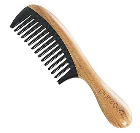 Amazon.com : Wide Tooth Hair Comb - pureGLO No Static Detangling Comb - Natural Aroma Green Sandalwood Buffalo Horn Combs for Women, Men and Girls : Beauty