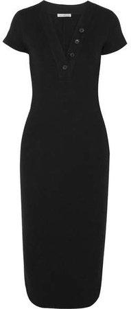 Ribbed Cotton-blend Jersey Dress - Black