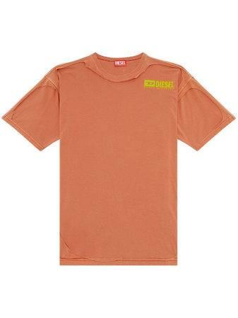 diesel tshirt with destroyed peel off effect orange