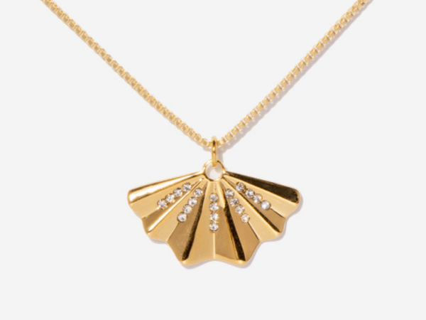 Shanzi Fan Charm Necklace in Gold Plated Brass – Little Sky Stone