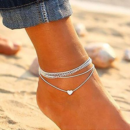 Buy Jeweky Boho Layered Anklets Silver Love Heart Ankle Bracelets Chain Beach Foot Jewelry for Women and Girls Online in Vietnam. B085PXJQWD
