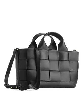 Woven Leather Bag - Black - ARKET HR