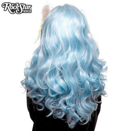 Lace Front Peek-A-Boo - Powder Blue with Aqua Highlight 00695 - Rockstar Wigs