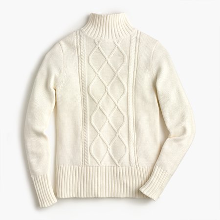 J.Crew: Mockneck Center Cable-knit Sweater