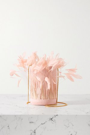 Blush L'Envol feather-embellished satin shoulder bag | Vanina | NET-A-PORTER