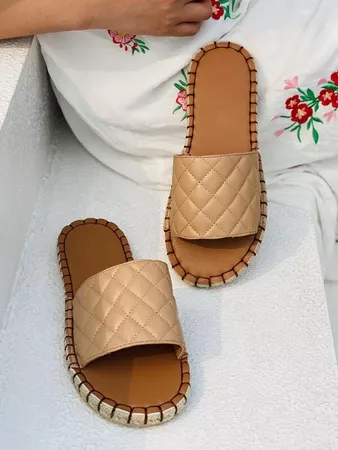 Quilted Espadrille Slide Sandals | SHEIN USA