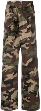 camouflage-print paperbag trousers