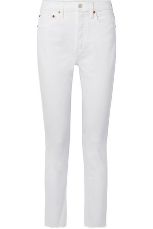 RE/DONE | Originals High-Rise Ankle Crop frayed skinny jeans | NET-A-PORTER.COM