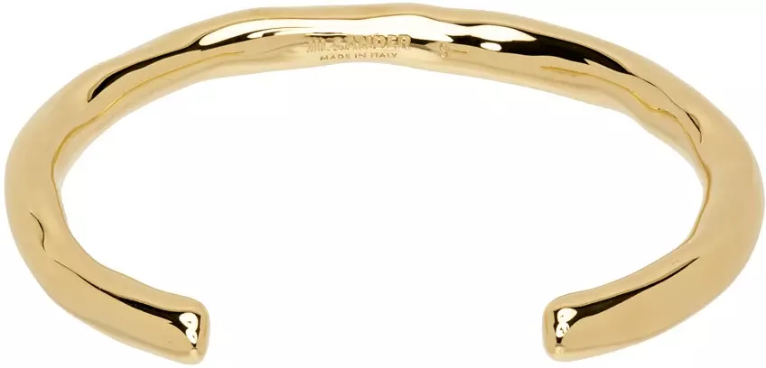 Jil Sander: Gold Open Cuff Bracelet | SSENSE