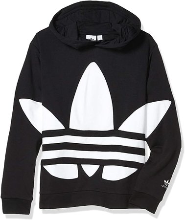 Amazon.com: adidas Originals Kids Big Trefoil Hoodie Sweatshirt, White/Black, S: Clothing