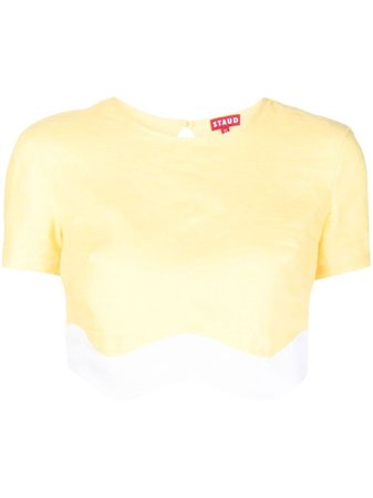 STAUD scallop-hem Cropped T-shirt - Farfetch