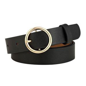 BARDOT Gold Round Metal Circle Buckle with Leather Women's Belt – MarVik & Co
