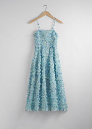Floral-Appliqué Midi Dress - Green/Blue - Midi dresses - & Other Stories US