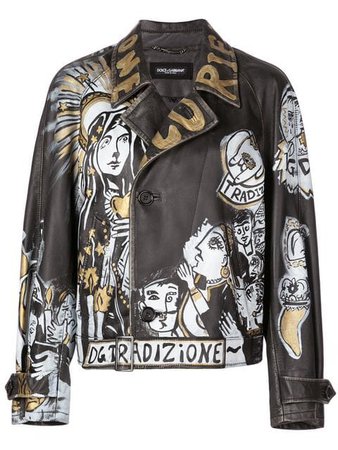 Dolce & Gabbana graffiti leather jacket $9,645 - Buy SS19 Online - Fast Global Delivery, Price