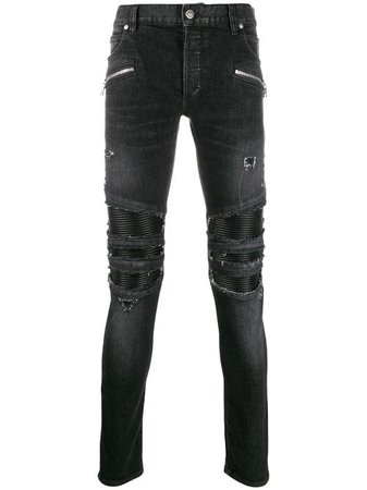 Shop black Balmain distressed slim-fit jeans with Express Delivery - Farfetch