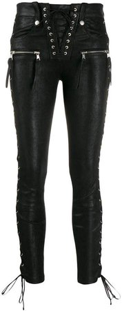 laced leather trousers