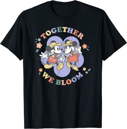 Amazon.com: Disney Mickey and Minnie Mouse Together We Bloom Springtime T-Shirt : Clothing, Shoes & Jewelry