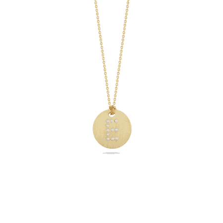 Roberto Coin’s Gold Disc Pendant Is Inscribed With The Letter E