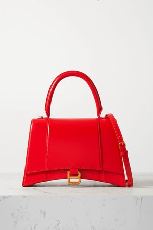Red Hourglass medium glossed-leather tote | Balenciaga | NET-A-PORTER