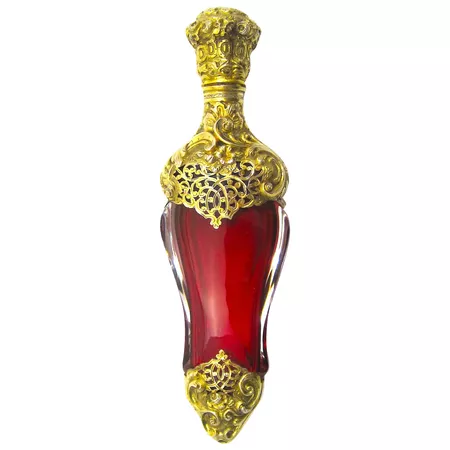 Exceptional Antique French Ruby Red Crystal Glass and Silver Gilt : Grand Tour Antiques | Ruby Lane