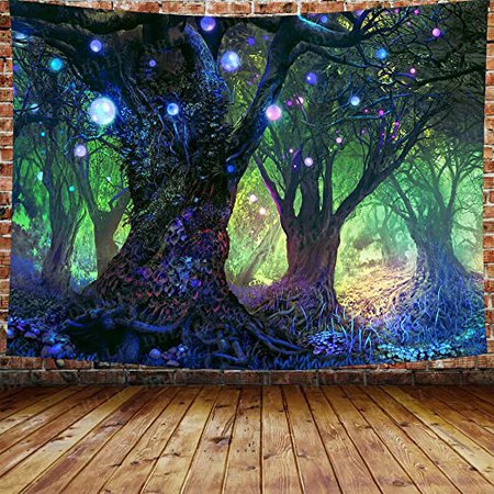 Amazon.com: DBLLF Fantasy Forest Tapestry Psychedelic Tree Theme Background Tapestry Magic Scene Mushroom Backdrop,Queen Size 80"x60" Flannel Art Photography Background,for Living Room Dorm Bedroom Home DBLS981: Everything Else