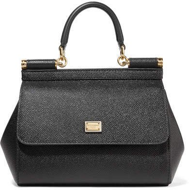 Sicily Small Textured-leather Tote - Black