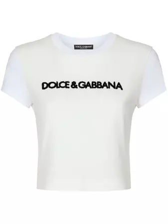 Dolce & Gabbana logo-embroidered stretch-cotton T-shirt - Farfetch