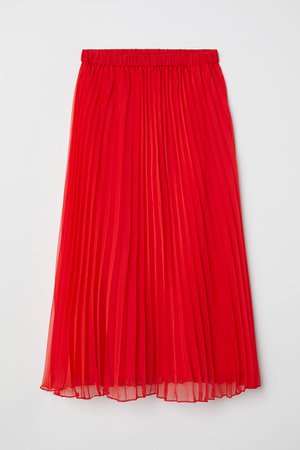 Pleated Skirt - Bright red - Ladies | H&M US