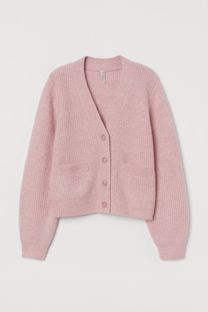 Rib-knit cardigan - Pastel pink - Ladies | H&M GB