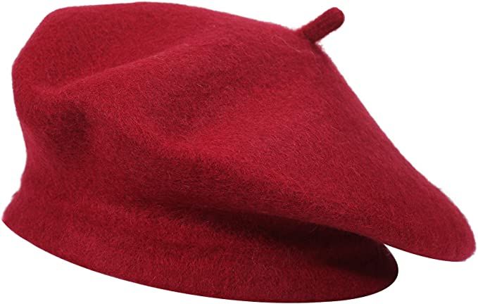 ZLYC Wool French Beret Hat Solid Color Beret Cap for Women Girls (Garnet) at Amazon Women’s Clothing store