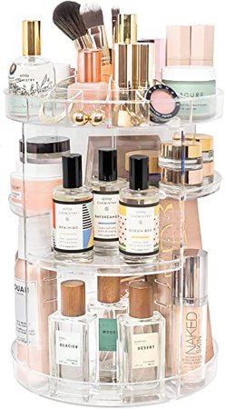 Amazon.com: Makeup Organizer by Tranquil Abode | Adjustable, Spinning Storage for Skincare, Perfume, Cosmetic, Beauty, Make up, and Essential Oil Products | Clear Acrylic: Home Improvement