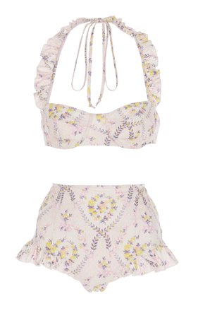 Kimberly Ruffled Floral-Print Bikini Set by LoveShackFancy | Moda Operandi