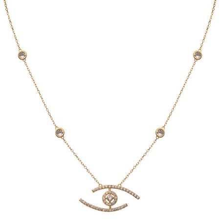 Two Line Eye Necklace Gold Charm Necklace Evil Eye Pendant - Etsy
