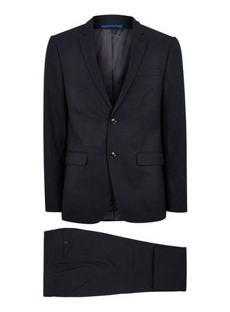Navy Textured Skinny Fit Suit - Workwear - Suits - TOPMAN