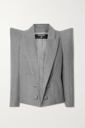 Wool-blend Flannel Blazer - Gray