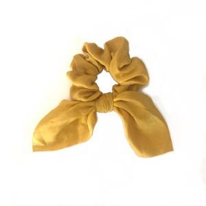 Accessories | Mustard Yellow Scrunchie With Hair Bow - Poshmark