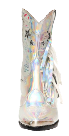 holographic silver space cowboy boots