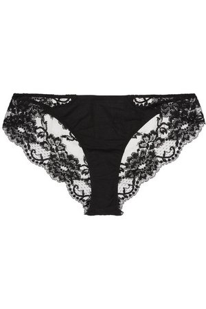 Souple lace and stretch-cotton jersey briefs